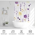 thumbnail image 6 of Watercolor Floral Shower Curtain, Purple Yellow Flower Shower Curtain for Bathroom, Modern Minimalist Waterproof Fabric Shower Curtain Set with Hooks 72x72 Inch, 6 of 7