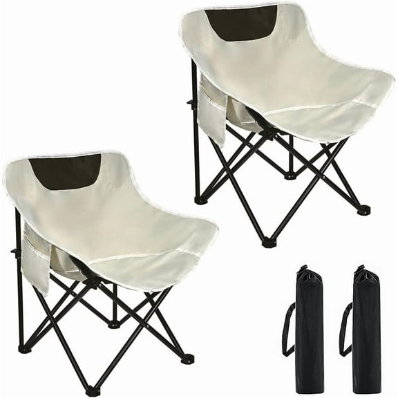 Folding Camping Chair Set of 3,Lightweight Camp Chairs with Table,Large Lawn Chair Portable for Adults Hiking,Fishing,Beach,Picnic,Patio,Travel,Carry Bag(L)