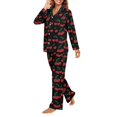 thumbnail image 2 of SCRAWLGOD Cherry Women Button Up Pajamas Long Sleeve Two Piece Lounge Set for Women V Neck Ladies Pjs with Pockets Comfy Graphic Pj Sets for Women Size L, 2 of 7