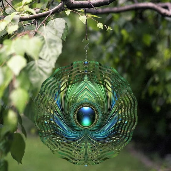 HELLOYOUNG 3D Metal Wind Chime Sculpture, Outdoor Garden Patio Decor Spinner, Indoor Art Gift No Battery Needed, Kinetic Wind Spinner