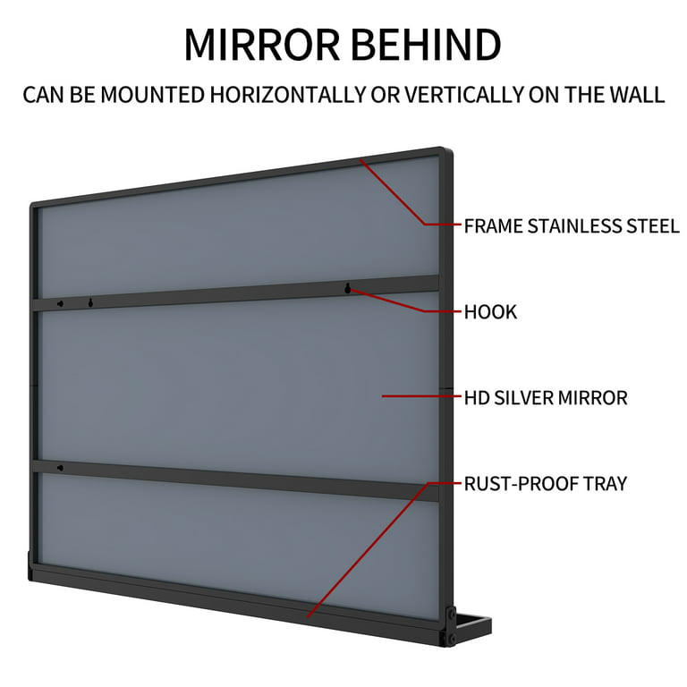 ANYHI Rectangular Bathroom and Living Room Metal Wall Mirror with
