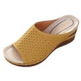 thumbnail image 1 of IUJSOY Womens Sandals Platform Peep Toe Wedge High Heel Slip on Boho Breathable Slides Shoes, 1 of 8