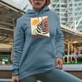 thumbnail image 2 of Aesthetic Minimalism Boho Rainbow, Sun & Botanical Art Merch Gift, Light Blue Hooded Sweatshirt or Hoodie, XL, 2 of 5