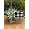 thumbnail image 2 of Outdoor Tablecloth with Umbrella Hole and Zipper, St. Patrick's Day Rectangle Table Cloth 60x120 Inch Waterproof Tablecloth, Green Shamrock Grasses Black White Plaid Picnic Table Cover for Patio, 2 of 7