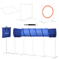 thumbnail image 1 of Blue Dog Agility Training Set - 5 Piece Kit with Tunnel, Jump Ring, Poles & Pause Box - Outdoor Pet Exercise & Training Equipment - Adjustable Height & Portable Design, 1 of 7