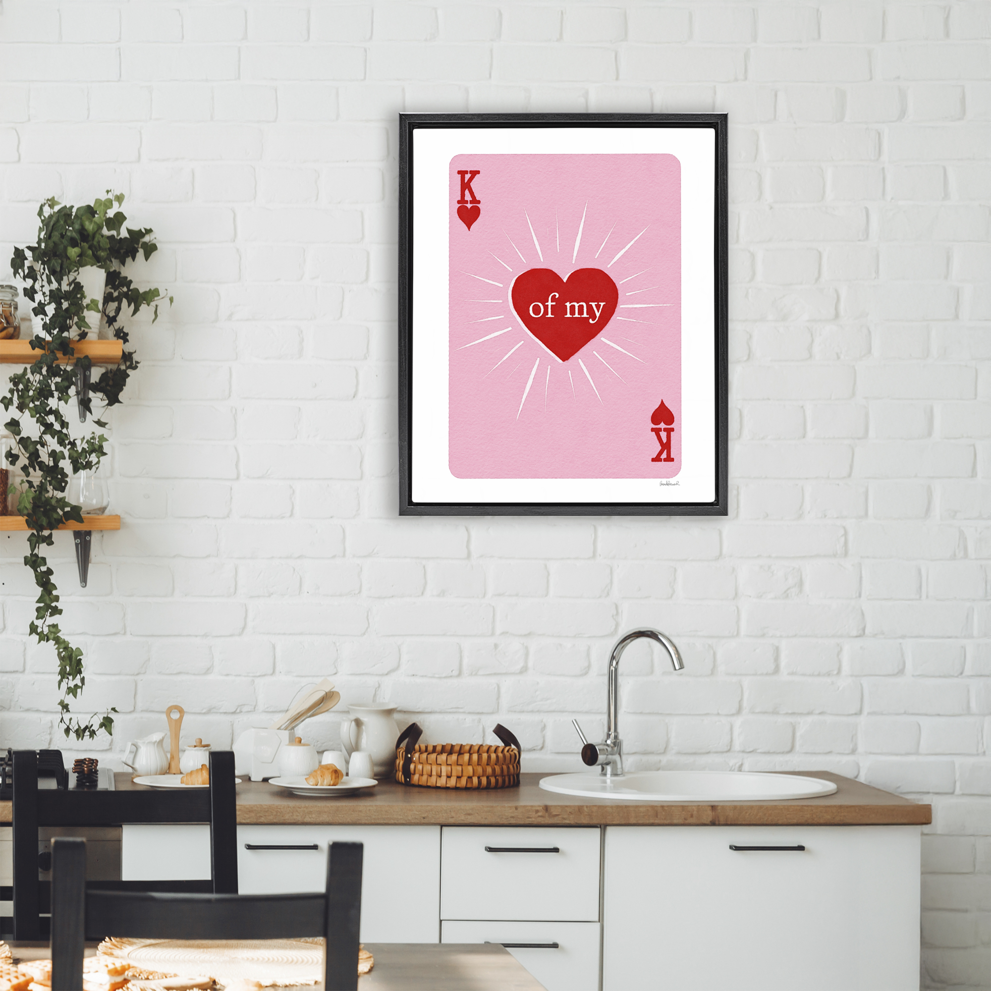 King Of My Heart Black Framed Floater Canvas Wall Art, design by Amanda Greenwood