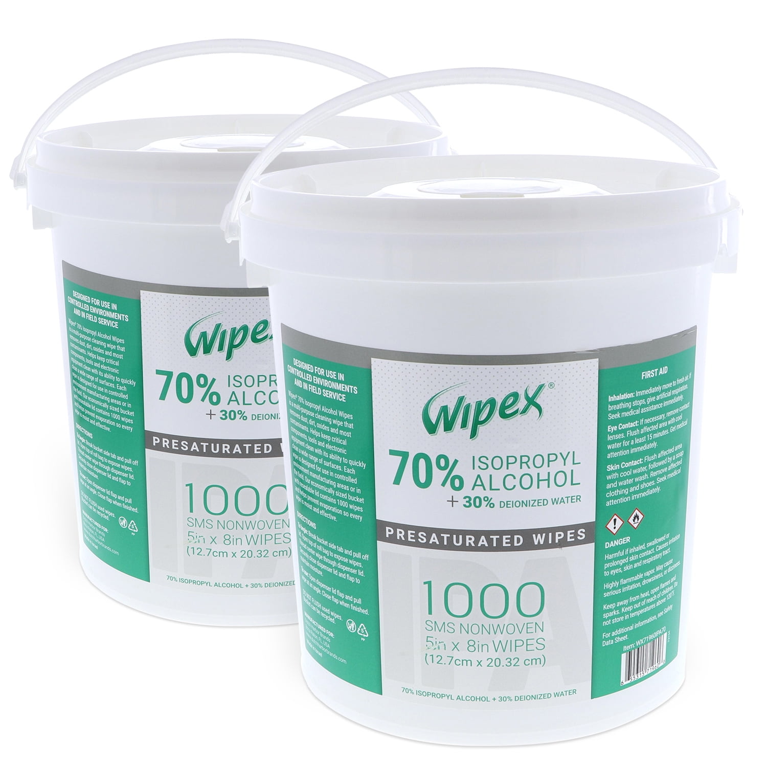 Wipex 70 Isopropyl Alcohol Sanitizing Wipes Bucket Dispenser 1000ct