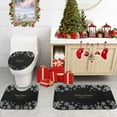 thumbnail image 3 of Merry Christmas Geometry Snowflake Snow Bathroom Rug Set of 3 Winter Crystal Black 3 Pieces Bath Mats Set No Silp Washable Cover Floor Rug Decorations for Kitchen Bathroom Bedroom, 3 of 7