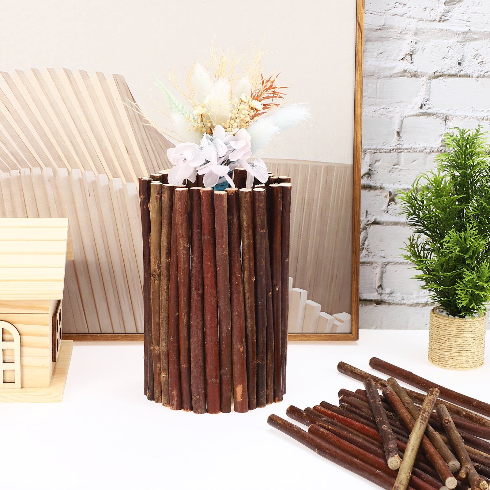 Worgeous 200 Pcs  Wood Sticks Craft Sticks Wood Craft Sticks Log Sticks Craft Twigs Natural Sticks Rustic Home Decors