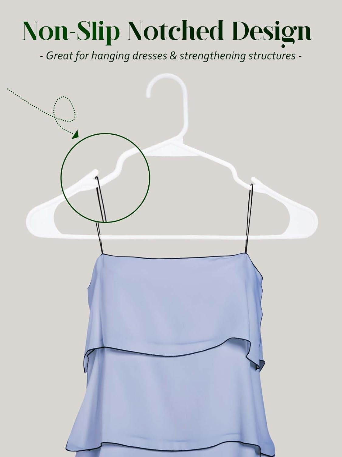 ACSTEP Clothes Hanger 100 Pack,Durable and Strong Plastic Hangers with Shoulder Grooves, Non-Slip Space Saving Closet Organizers(White）