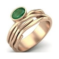 thumbnail image 2 of 6X4 Oval Natural Emerald 925 Sterling Silver Rose Vermeil Multi Band Valentines Day Gifts Ring, 2 of 3