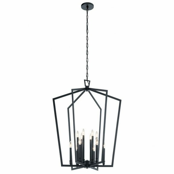 Coastal Modern Farmhouse Twelve Light Chandelier-Black Finish Bailey Street Home 147-Bel-3087062