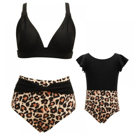 

Gyratedream Family Matching Swimsuits for Mom and Daughter One Piece Bathing Suit Girls Bikini Solid Color Swimwear