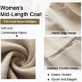 thumbnail image 5 of NAYTOAO Women Stand Collar Mid Length Open Coat with Zipper Pockets, 5 of 6