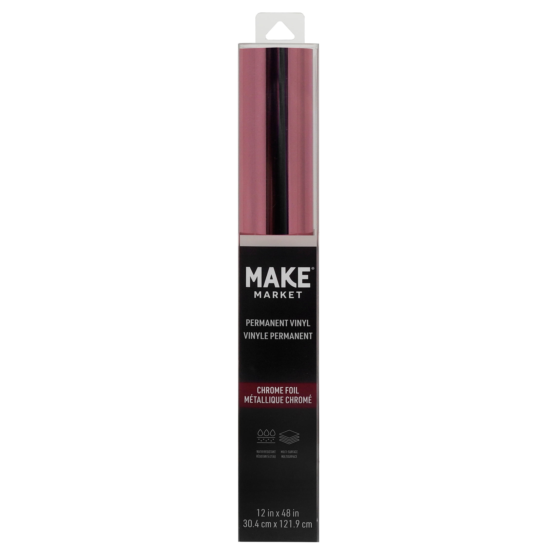 Make Market Rose Gold Chrome Foil Permanent Vinyl - 12" x 48" Rolls in Metallic Colors for Indoor & Outdoor Use, Water Resistant & Compatible with Most Cutting Machines, 12 Pack