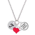 thumbnail image 1 of Delight Jewelry Silvertone Large Script Letter - F - 3/4'' Disc - Red Heart Nurse Strong Zoe Necklace, 1 of 4