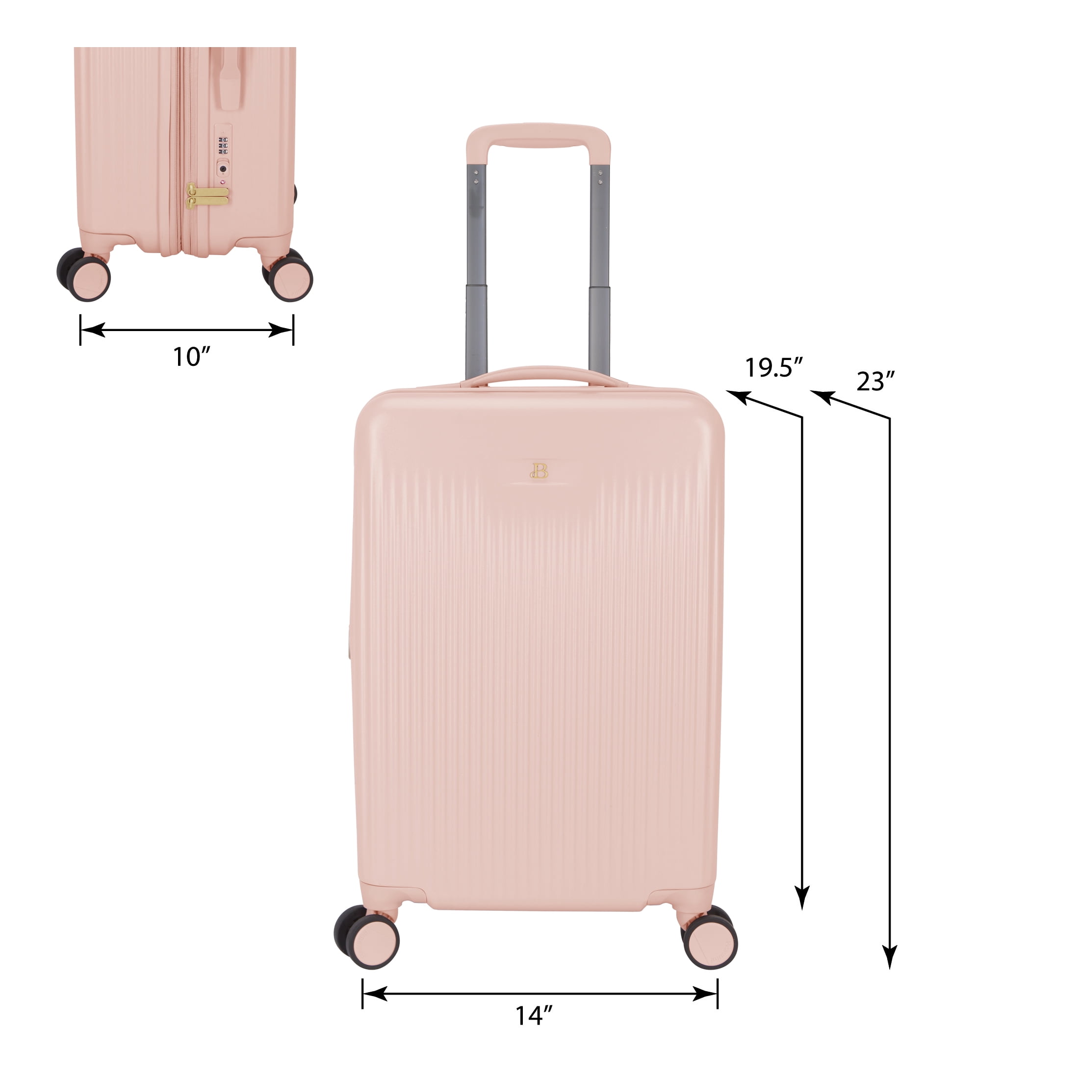 Beautiful 20-inch Carry-On Expandable Hardside Upright Luggage by Drew Barrymore, Rose Pink