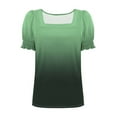 thumbnail image 5 of ZQGJB Womens Summer Ombre Tops Loose Fit Square Neck Dressy Casual Ruffle Trim Sleeve Cute T Shirts Trendy 2025 Outfit Clothes Green XL, 5 of 7