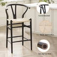 thumbnail image 5 of Farini Wishbone Counter Height Barstool, Fully Assembled Weave Bar Chair with Wooden Frame, for Kitchen Island, Dining Room, Bar, Single, Black-Beige, 5 of 7