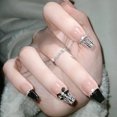 thumbnail image 2 of HLONK 24Pcs Gel Press on Nails  Gel French Long Fake Nails  Press on Tips With Glue  Rhinstone with Butterfly  NO.13, 2 of 6