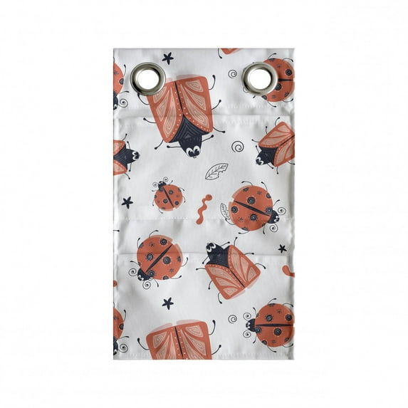 Insects Hanging Pocket Organizer, Funny Pattern of Wombs Ladybugs and Beetles, Printed Polyester Storage Bag with Pockets, 9" x 27", Burnt Sienna Dark Blue