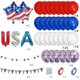 thumbnail image 2 of 38 piezas de kit de globos de EE. UU., globos de látex, cadena de papel para abanico de papel para el Día de la Independencia, 2 of 2