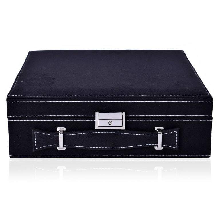 Shop LC Black Faux Velvet Jewelry Box Organizer 2 Layer Anti-Tarnish  Scratch Protection 