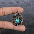 thumbnail image 2 of Natural Mosaic Jasper Gemstone Copper Wire Wrap Gift Jewelry Pendant 1.89", 2 of 4