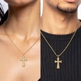 thumbnail image 2 of 14K Solid Yellow Gold Beaded Edge Holy Cross Necklace Religious Chain Pendant Jesus Christ Charm with chain 16inch, 2 of 11