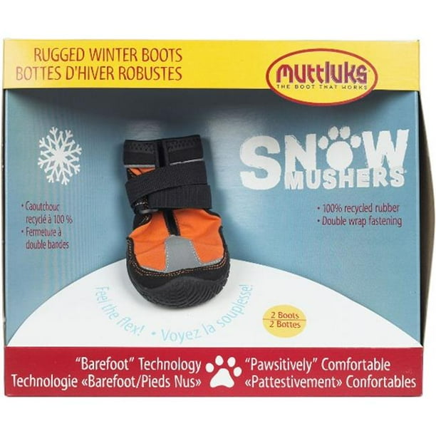 Muttluks SM8O Snow Mushers Dog Boots Size 8 Large Orange Pack of 2