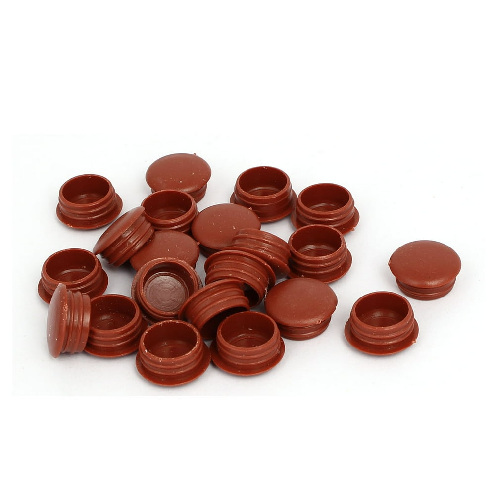 15mm Dia Plastic Round Flush Mounted Tube Insert Hole Plugs Brown 20pcs