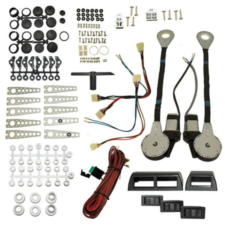 Universal Electric Power Window Lift Regulator Roll Up Conversion Kit with Switches Wiring and Hardware for 2-Door Pickup Truck SUV Van