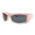 thumbnail image 2 of Shield Rectangular Sunglasses Super Oversized Thick Wrap UV400 Matte Pink, 2 of 4