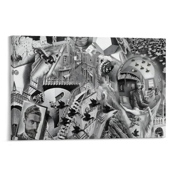 Art Poster MC Escher,Relativity Lattice Aesthetic Room Poster(6) Room Aesthetic Poster Print Art Wall Painting Canvas Posters Gifts Modern Bedroom Decor 24x36inch(60x90cm)