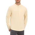 thumbnail image 5 of INSPIRE CHIC Men's Henley Shirts Long Sleeve Button Chest Pocket Casual T-Shirt XL Beige, 5 of 6