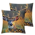 thumbnail image 2 of Awypu Cute Deer Throw Pillow Covers Set, Square Throw Pillow for Couch, Bed, Sofa, Bench, Chair,Suitable for All Season Pillow Case for Livingroom Bedroom,2 Pcs, 2 of 6