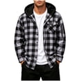 thumbnail image 6 of WRFWUL Mens Flannel Hooded Shirts Fall Trendy Plaid Long Sleeve Button Down Sweatshirt with Chest Pocket, 6 of 7