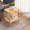 thumbnail image 3 of 2 Tier End Table with Storage Shelf, Small Side Table with Solid Wood Legs, Boho Nightstand for Bedroom, Living Room, Farmhouse, Easy Assembly, 3 of 6