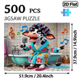 thumbnail image 3 of 500-piece horizontal paper jigsaw puzzle - a cow singing while taking a bath, with dimensions of 20.5*15 inches., 3 of 9