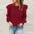 thumbnail image 4 of Lovskoo Sweaters for Women Casual Trendy Solid Pullover Long Sleeve Round-Neck Tops Sweater Claret, 4 of 6