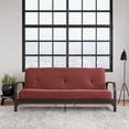 thumbnail image 2 of Cleo Black Metal Arm Full Size Futon Frame with 6” Thermobonded High Density Polyester Fill Mattress, 2 of 7