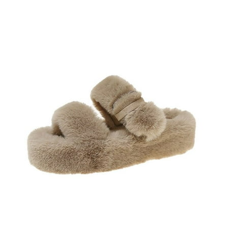 

CoCopeanut Plush Family Slippers for Women Winter Faux Fur Fluffy Indoor Carpet Female Slipper Platform Flat Home Ladies Fuzzy Warm ShoesS