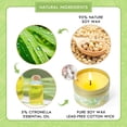 thumbnail image 5 of SCENTORINI Natural Citronella Candles for Outdoor, 15 oz Lemongrass Essential Oils Travel Tin Candles for Patio, 6 Pack, 5 of 8