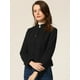 thumbnail image 2 of Chaqueta con bolsillo y cuello levantado para mujer Abrigo corto peplum con botones Negro M, 2 of 5