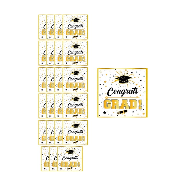 SIYTUAU Gold Graduation Party Disposable Tableware Paper Napkins Set 24 Pieces Paper