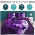 thumbnail image 5 of 3 Pcs Soft Bedding Set, Includes 1 Duvet Cover with Zipper And 2 Pillow,Shams Purple Wolf Queen(90"×90"), 5 of 8