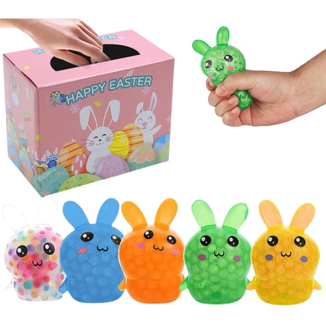 Set de conejito de Pascua, lindos juguetes antiestrés para añadir a la temporada navideña, 5 piezas de conejito para apretar.