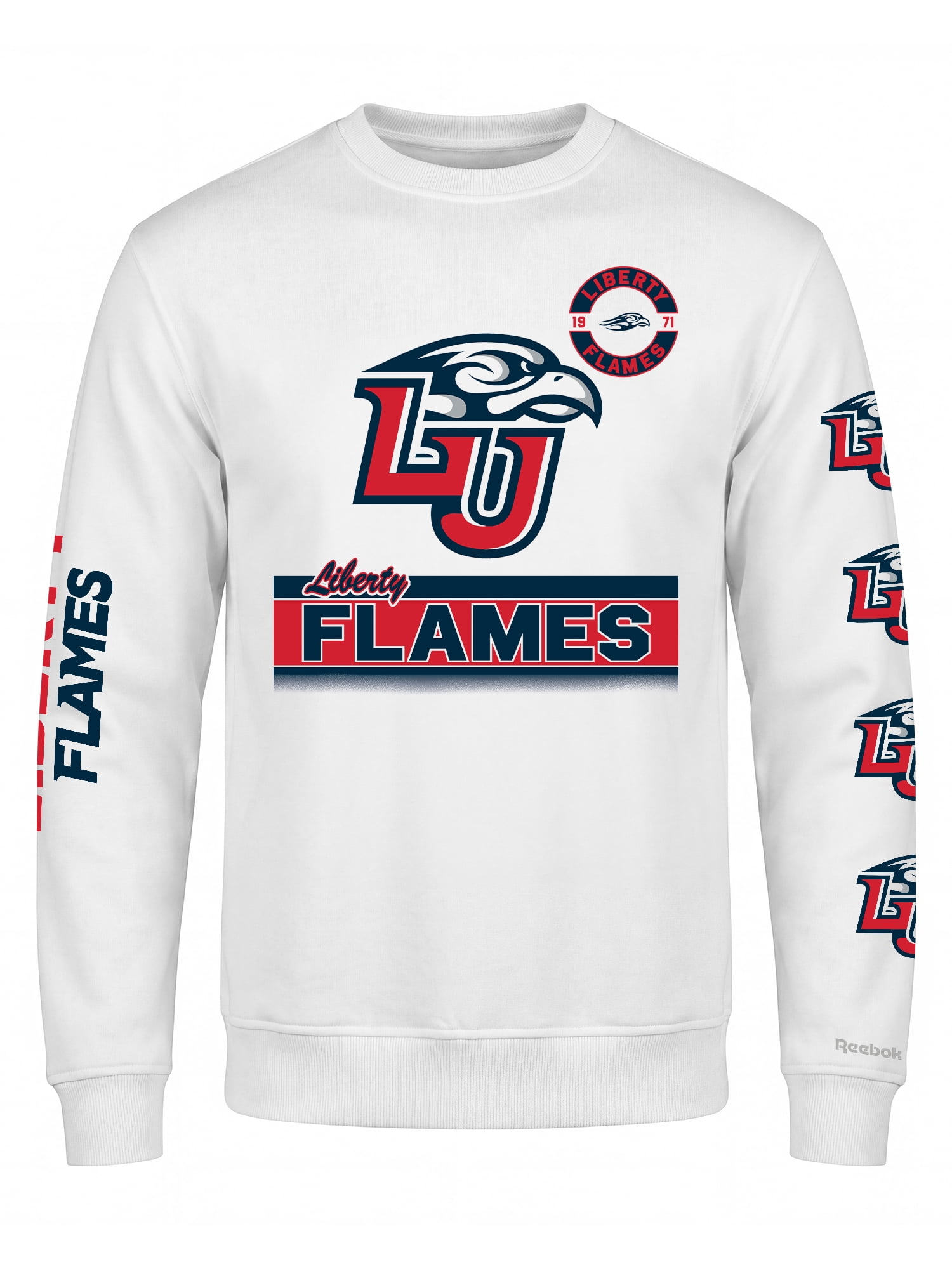 Liberty Flames Reebok Mens White Crew Sweatshirt