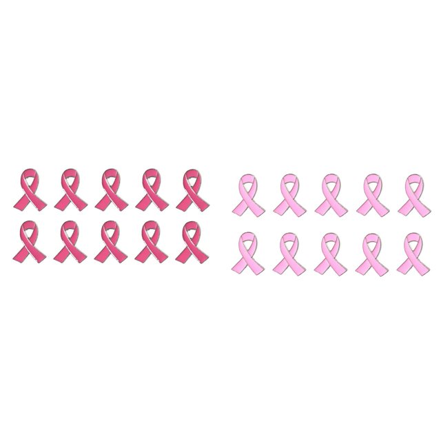 (2-Pack) Rinsvye 10Pcs Breast Cancer Awareness Chatelaine Brooch Lapel Pins Pink Brooch Vintage Ribbon Lapel Pins Pink Ribbon Brooch Breast Prevention Micro Badge Clothing Backpack Accessories