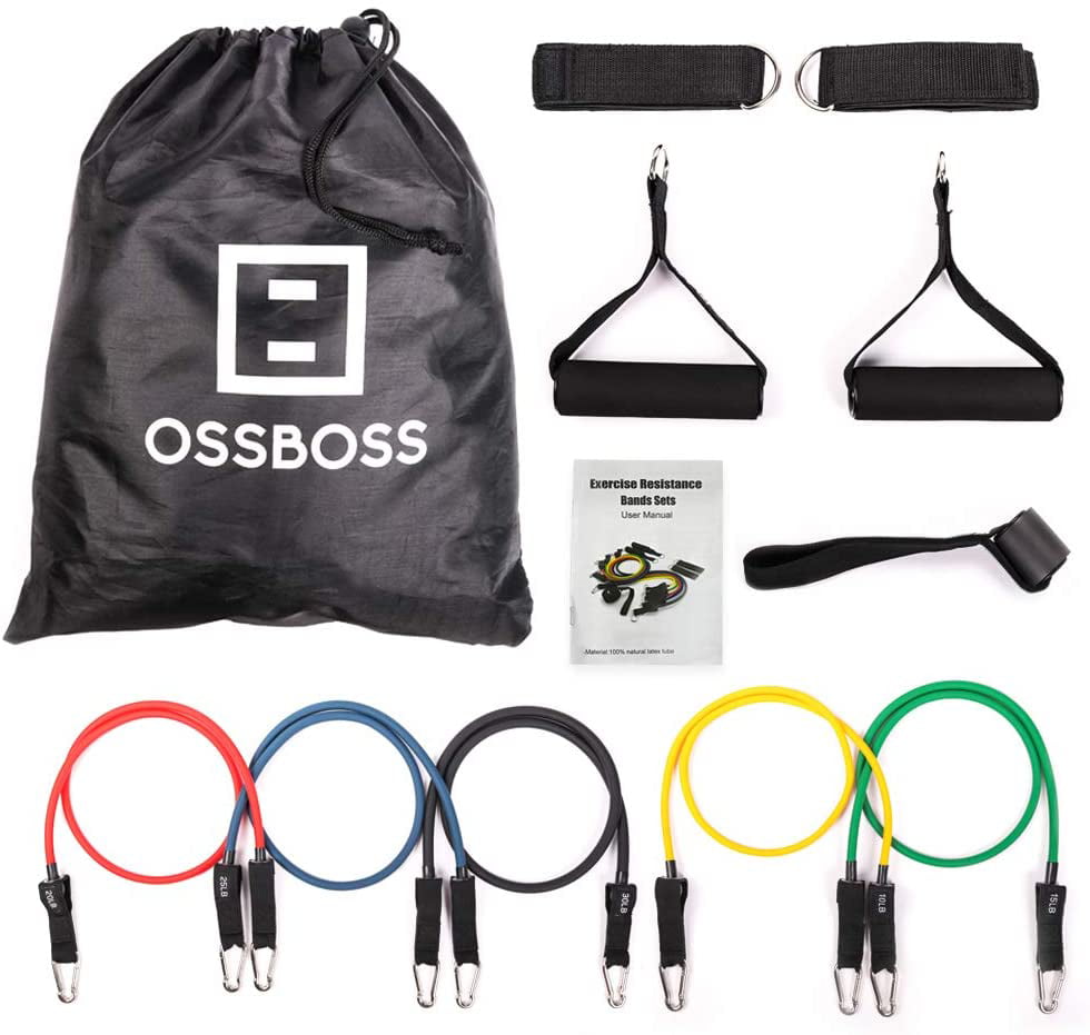 Resistance Bands 11 Piece Set With Handles Door Anchor CrossFit Workout Exercise 